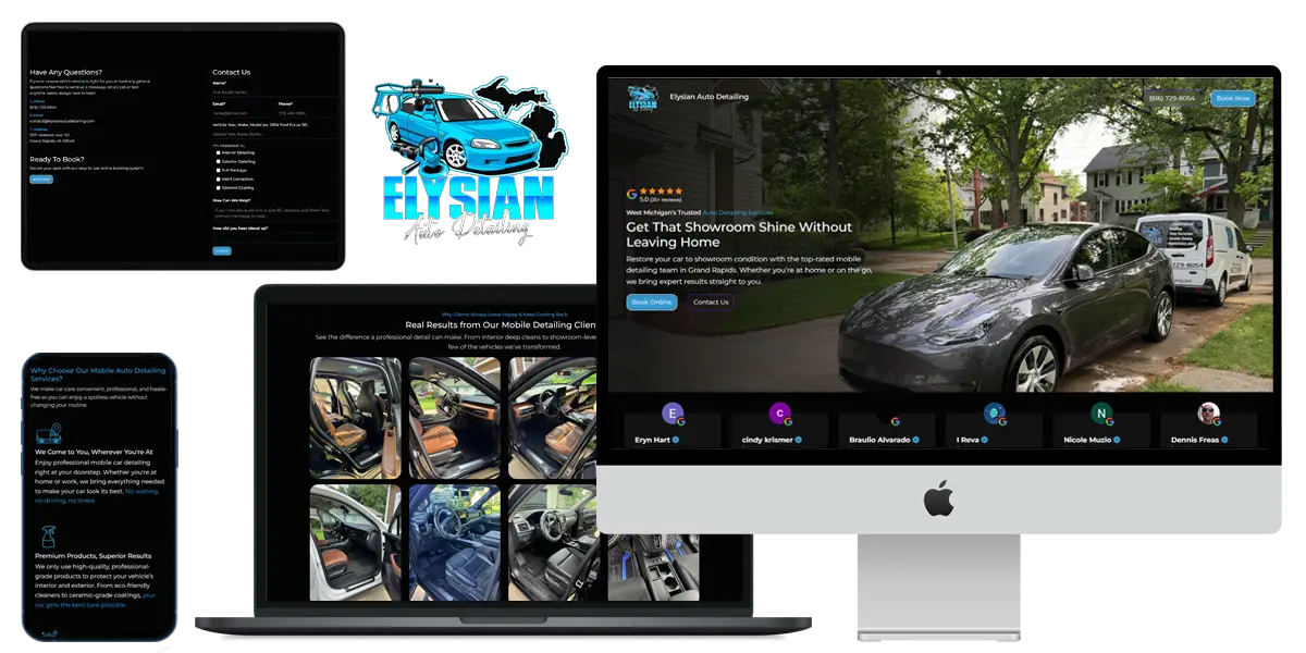 Fully mobile & desktop responsive auto detailing website design
