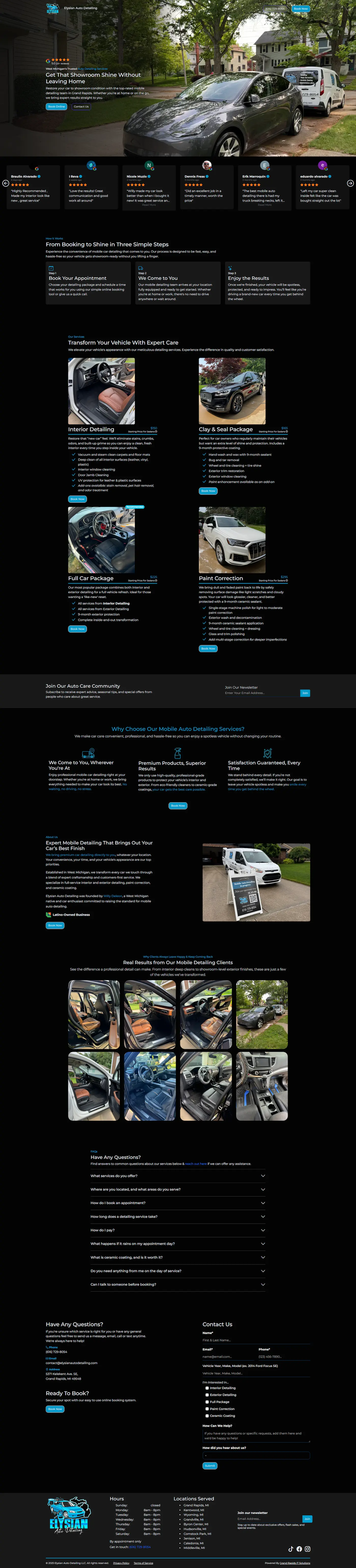 Full homepage design for high-converting, auto detailing website