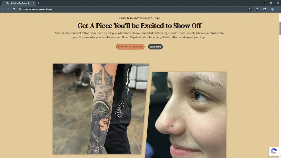 The Ink Society homepage design display