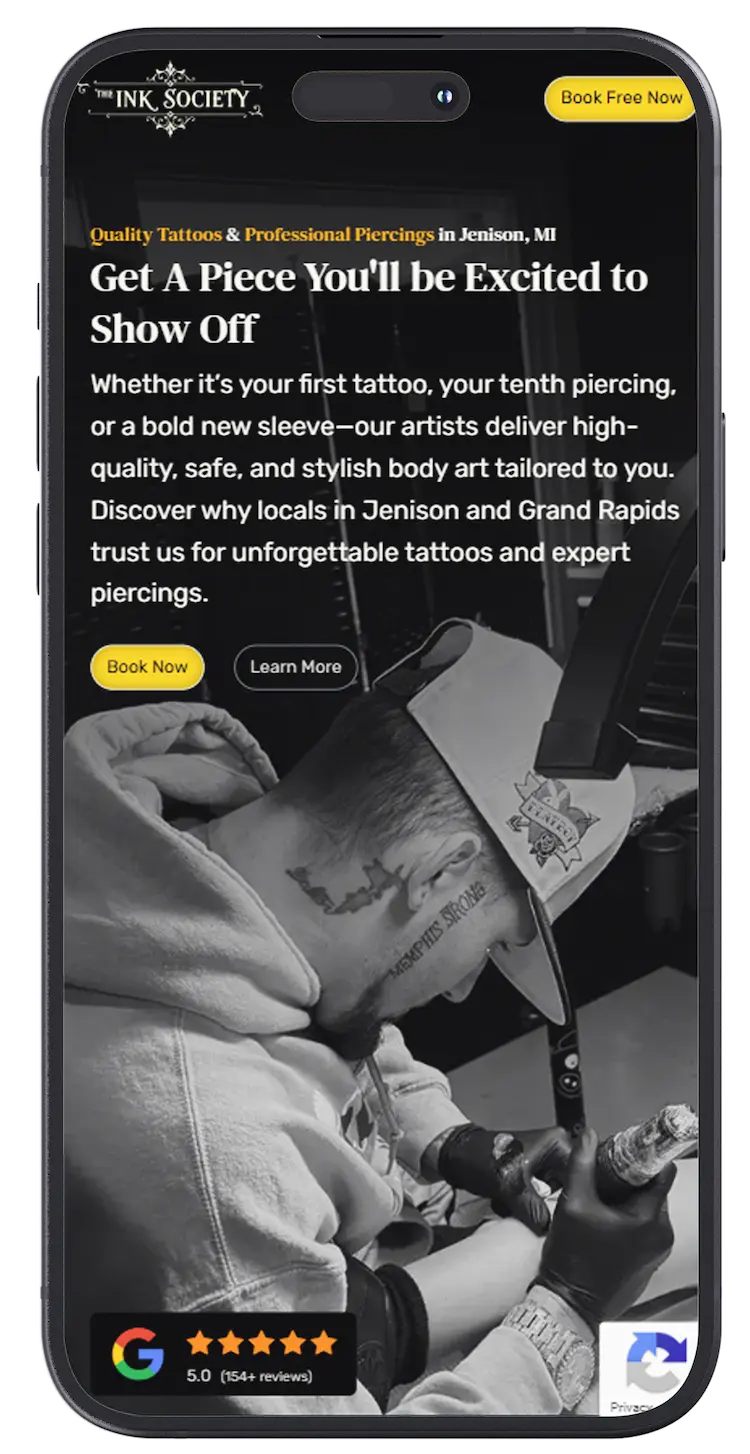 The Ink Society, a high-converting, lead generating landing page optimized for SEO & conversions