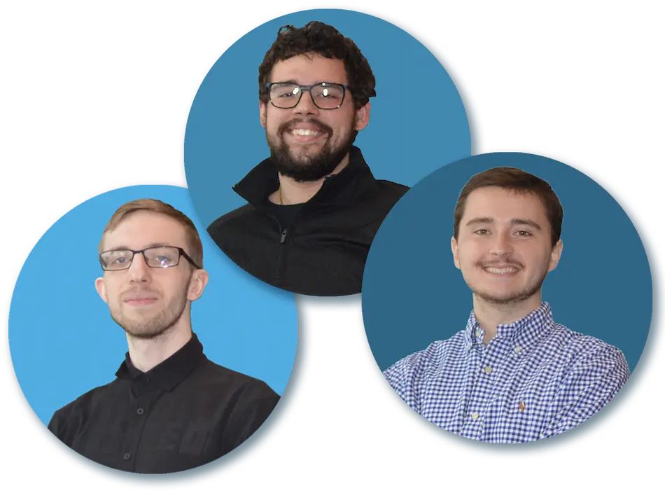 Team headshots of Brandon, Creative Director; Adam, Web Developer; and Travis, Website Developer at GR IT Solutions