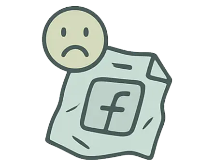 Facebook ads with overlapping sad face